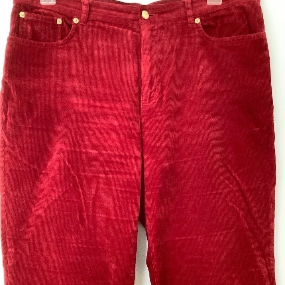 𝅺chaps CORDUROY DEEP RED WOMAN PANTS SIZE US 14​ - Picture 4 of 10